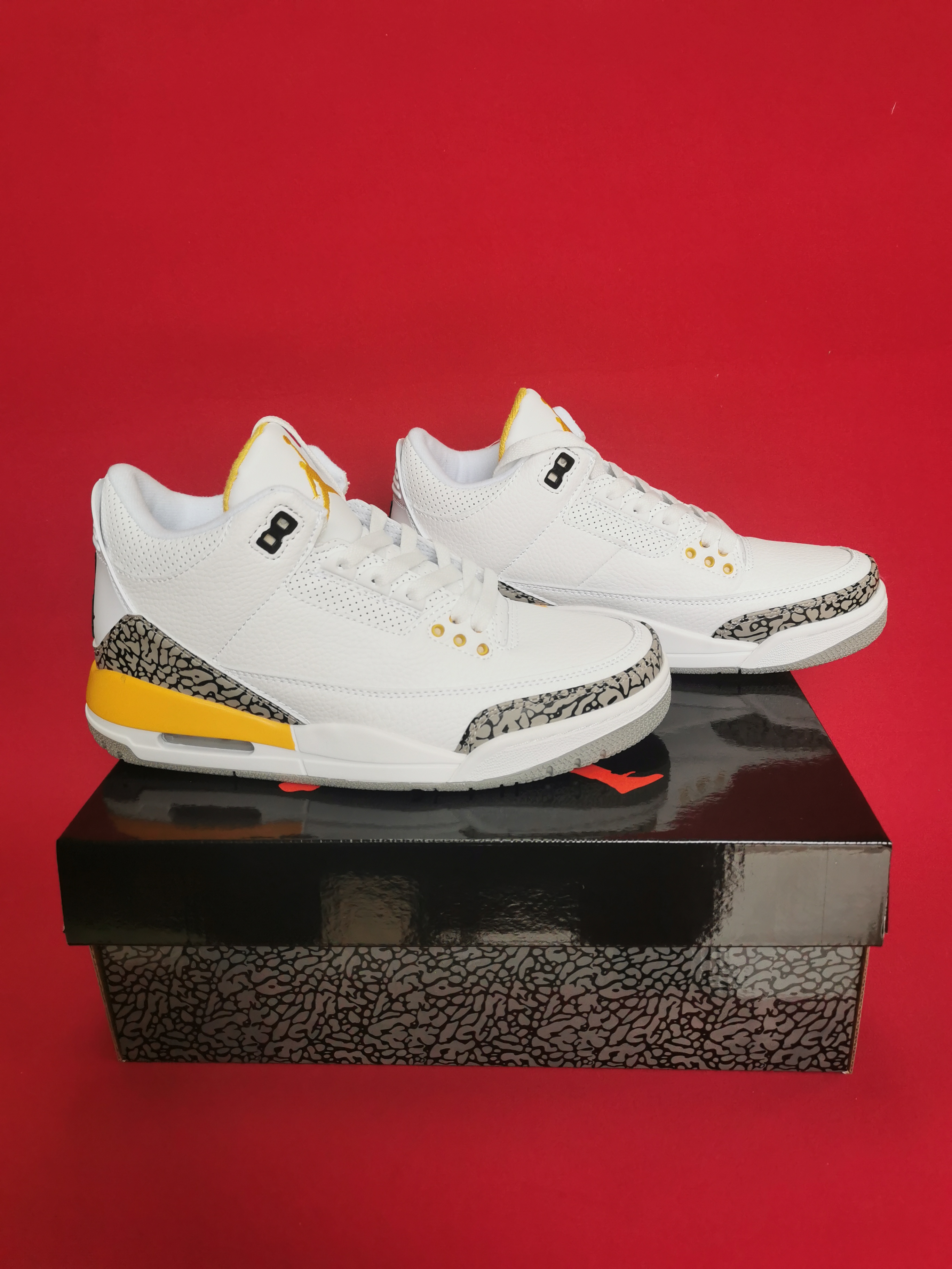 Air Jordan 3 White Yellow Grey Retro Shoes - Click Image to Close